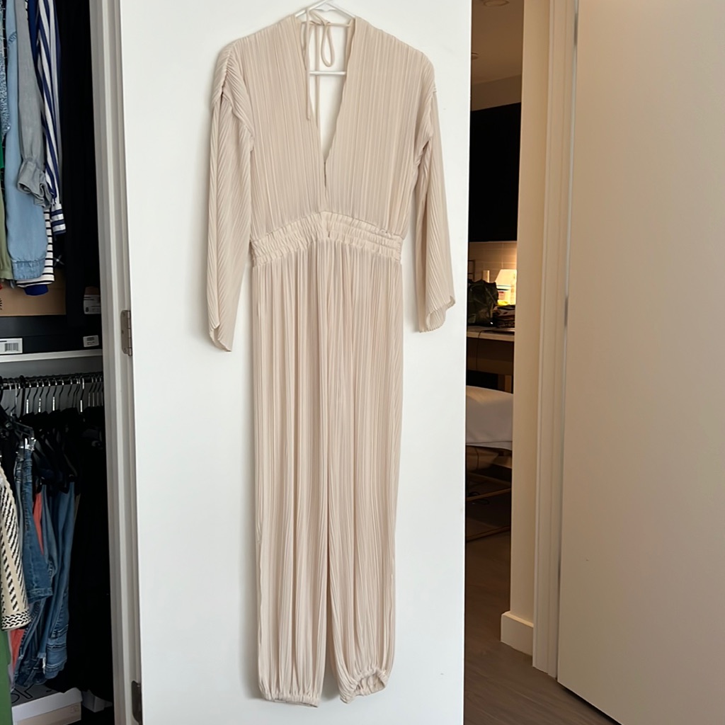 Misa Los Angeles Mina Jumpsuit In Bone